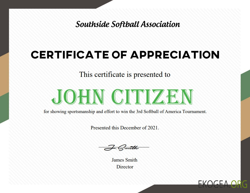 Certificat de softball américain
